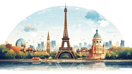 Schilderijen op glas the capital of france paris drawn in beautiful colors. © jr-art