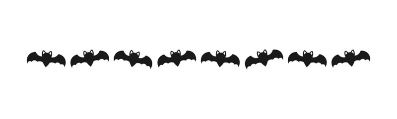 Separator Border illustration line of bat icon silhouette pattern for Halloween day concept of autumn season