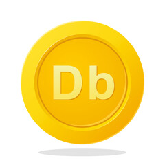 Gold coin with dobra currency sign. Financial items. Financial element vector illustration.