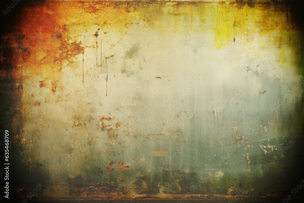 Aufkleber vintage distressed old paper canvas texture film grain, dust and scratches texture with vignette bor