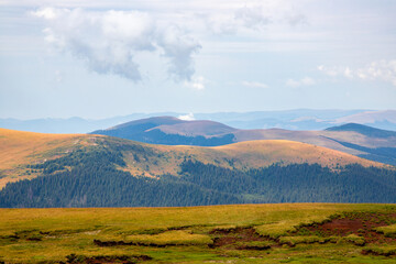 Landscape with the Parang mountains in Romania seen from the Transalpina road