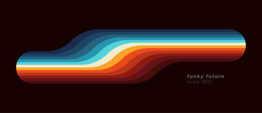 Minimalist abstract 1970's background design in futuristic retro style with colorful lines. Vector illustration.