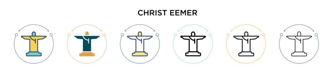 Christ redeemer icon in filled, thin line, outline and stroke style. Vector illustration of two colored and black christ redeemer vector icons designs can be used for mobile, ui, web