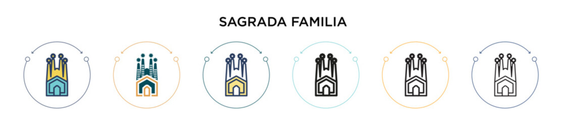 Sagrada familia icon in filled, thin line, outline and stroke style. Vector illustration of two colored and black sagrada familia vector icons designs can be used for mobile, ui, web