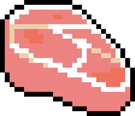 Obraz premium Raw steak cartoon icon in pixel style