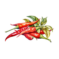 Illustration vector watercolor of chilli on white background. Vector illustration.