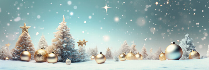 Christmas tree landscape sparkling at night - obrazy, fototapety, plakaty