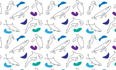 seamless pattern with linear animals. minimalistic pattern for textiles.	