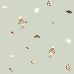 The little bunny chef background in green color
