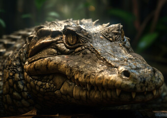 Fototapeta premium Crocodile portrait created with Generative AI technology