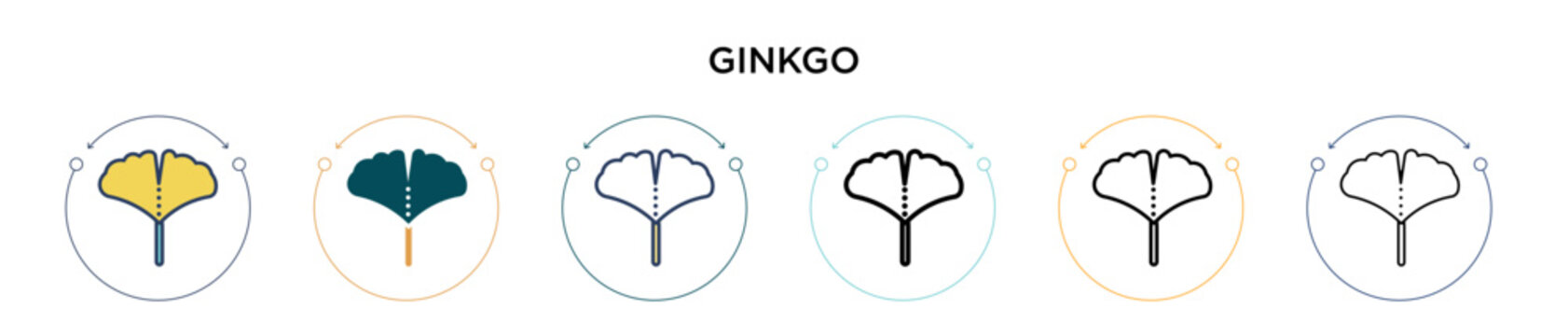 Ginkgo icon in filled, thin line, outline and stroke style. Vector illustration of two colored and black ginkgo vector icons designs can be used for mobile, ui, web