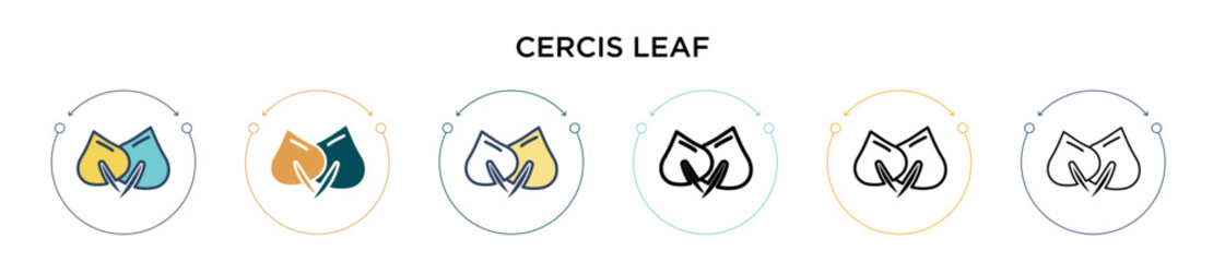 Cercis leaf icon in filled, thin line, outline and stroke style. Vector illustration of two colored and black cercis leaf vector icons designs can be used for mobile, ui, web