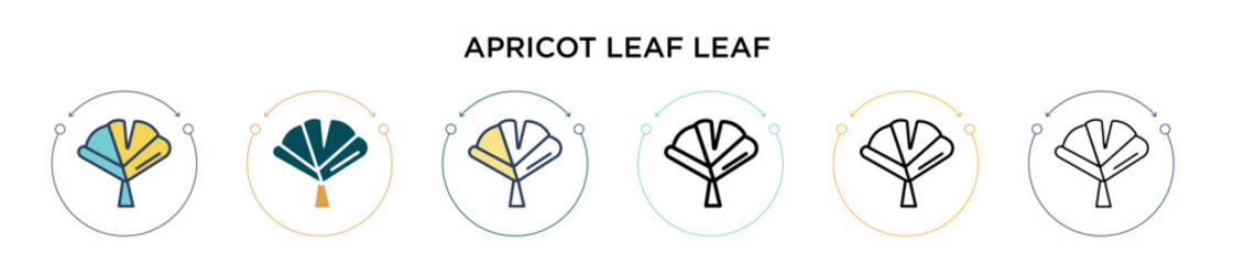 Apricot leaf leaf icon in filled, thin line, outline and stroke style. Vector illustration of two colored and black apricot leaf leaf vector icons designs can be used for mobile, ui, web