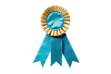 Blue award ribbon isolated on transparent background. Generative Ai