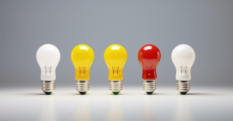 Various light bulbs on white background, concept of business ideas and creativity. Generative AI