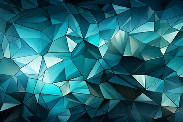 Intricate teal mosaic, Abstract vector background composed of interlocking and dynamic triangles Generative AI