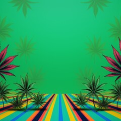 Fototapeta na wymiar vibrant cannabis ad in pop art style with copy space, Generative AI