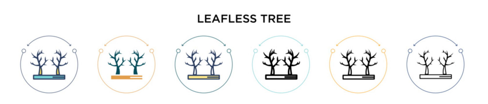 Leafless tree icon in filled, thin line, outline and stroke style. Vector illustration of two colored and black leafless tree vector icons designs can be used for mobile, ui, web