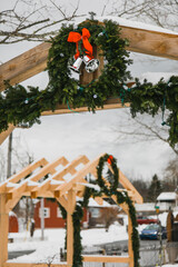 Snowy winter scene at Christmas in Canada.