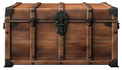 Old wooden chest isolated.