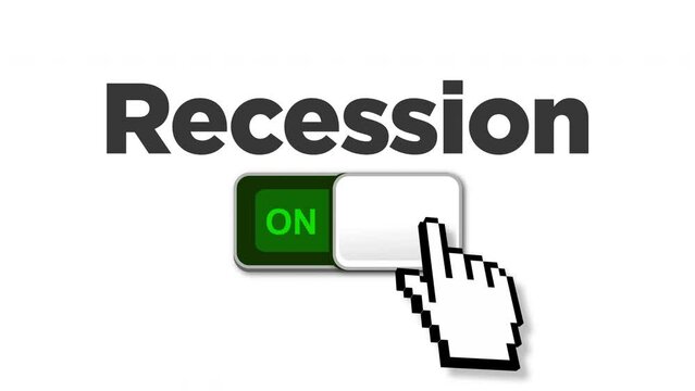 A computer cursor turns on and off a recession slider button.	