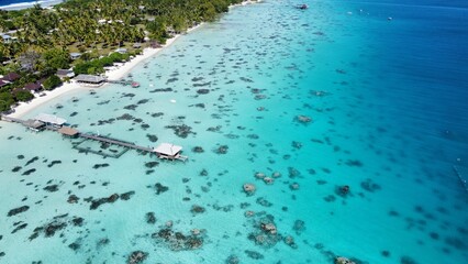 Fototapeta premium Aerial view of the stunning Fakarava Atoll; French Polynesia