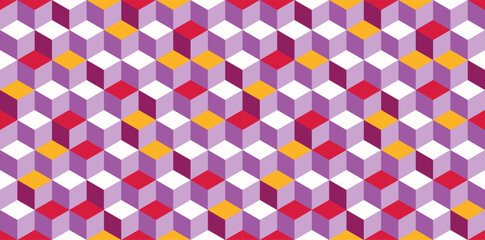 Colorful 3D cube pattern - seamless vector texture