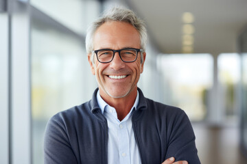 Positive Emotions: Smiling Man with Arms Crossed on White