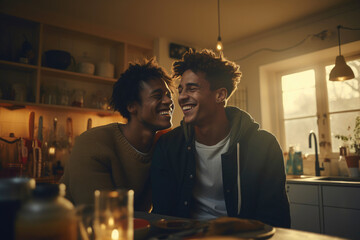 Indoor Happiness of Young Black Partners
