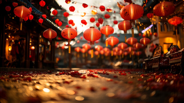 Chinese New Year Lanterns decorations with customizable space for Chinese New Year Wishes.