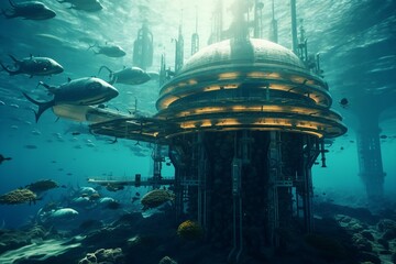 Futuristic underwater city