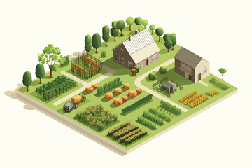 agriculture isometric vector flat minimalistic isolated illustration - obrazy, fototapety, plakaty