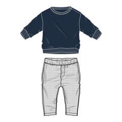 Sweatshirt tops and jogger sweatpants vector illustration template for kids. 