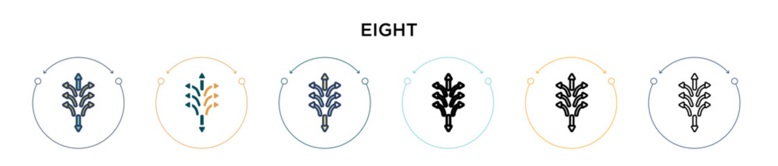 Obraz premium Eight icon in filled, thin line, outline and stroke style. Vector illustration of two colored and black eight vector icons designs can be used for mobile, ui, web