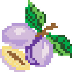 Plum cartoon icon in pixel style