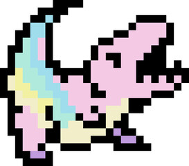 Dinosaur cartoon icon in pixel style