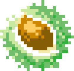 Chestnut cartoon icon in pixel style