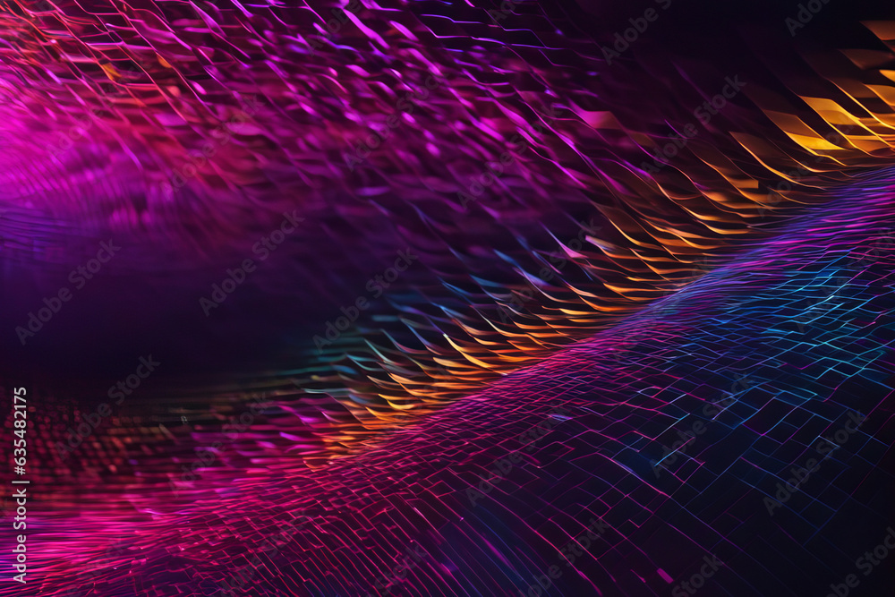Wall mural an abstract representation of virtual space and the movement of data across networks, the neon light
