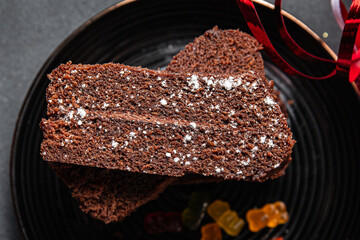 chocolate cake christmas sweet dessert holiday treat new year christmas meal food snack on the table copy space food background rustic top view