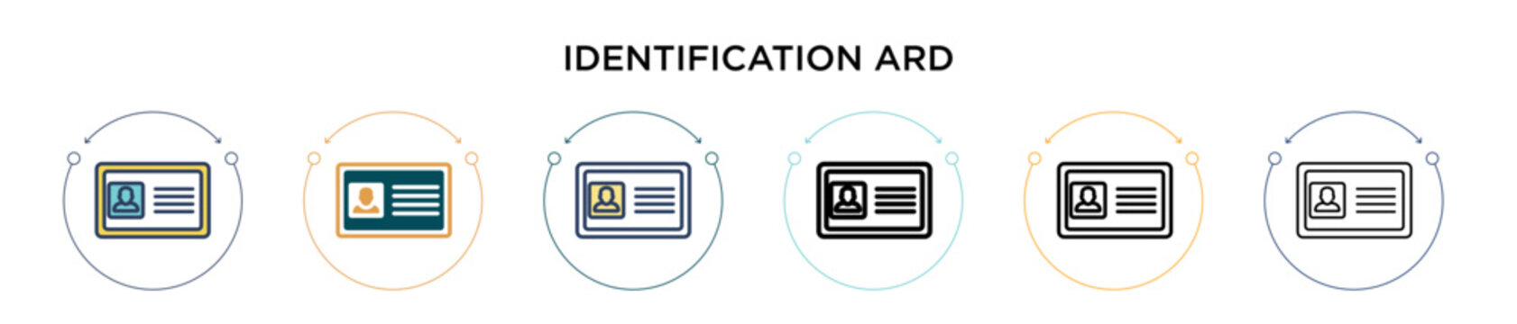 Identification ard icon in filled, thin line, outline and stroke style. Vector illustration of two colored and black identification ard vector icons designs can be used for mobile, ui, web
