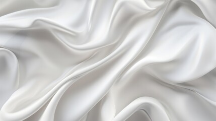 Obraz premium White glossy fluid fabrics abstract silk folds background. AI generative.