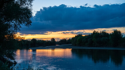 beautiful sunset on the river. sunrise