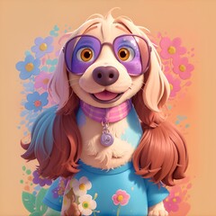 Obraz premium little dog with flowers