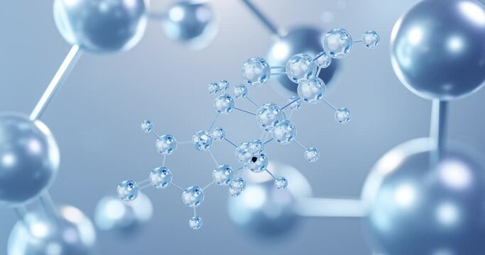 Biotin, rotating 3D model of vitamin b7 under a microscope, seamless looped video, molecular structure with selective focus