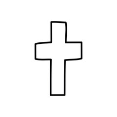 Christian cross doodle and contour style