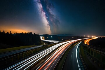 traffic on highway at night Generated AI