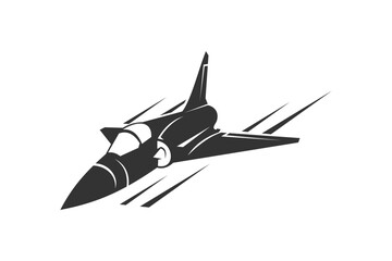 Fototapeta na wymiar French cold war fighter plane vector illustration. simple aircraft icon, military equipment.