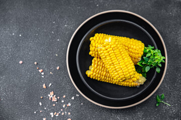 cob corn fresh sweetcorn boiled corn cooking vegetable healthy meal food snack on the table copy space food background rustic top view