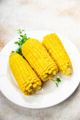cob corn fresh sweetcorn boiled corn cooking vegetable healthy meal food snack on the table copy space food background rustic top view