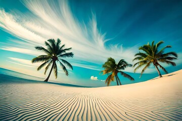 Fototapeta na wymiar palm trees on the beach Generated AI